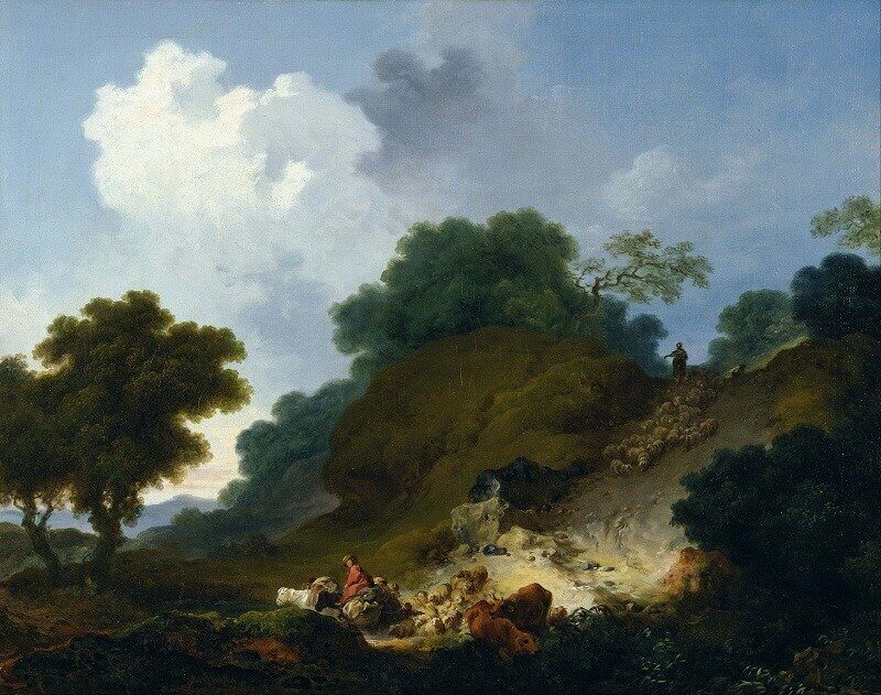 Jean-Honoré Fragonard: Tájkép juhásszal és juhokkal, wikipedia.com