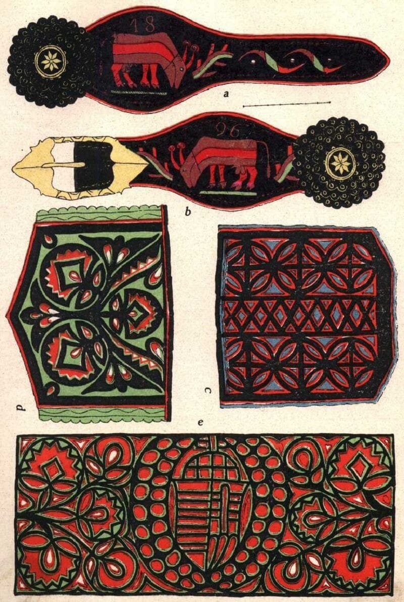 Szûrszíj és applikációk, Nagyszalonta = Riemen und Aplikationen, Nagyszalonta