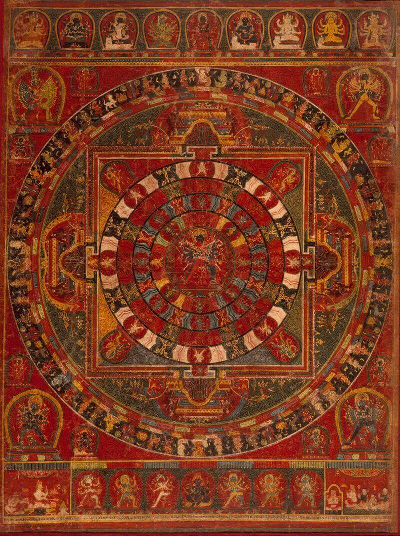 1.A buddhista istenség, Csakraszamvara mandalája, Nepál, 1490, commons.wikimedia.org 