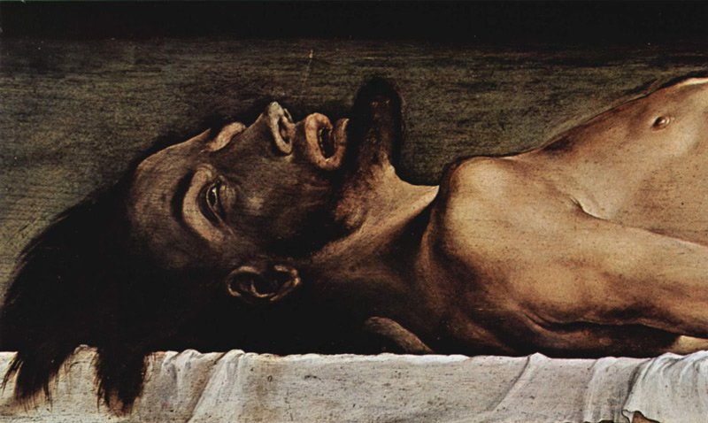 Hans Holbein: Halott Krisztus (részlet)