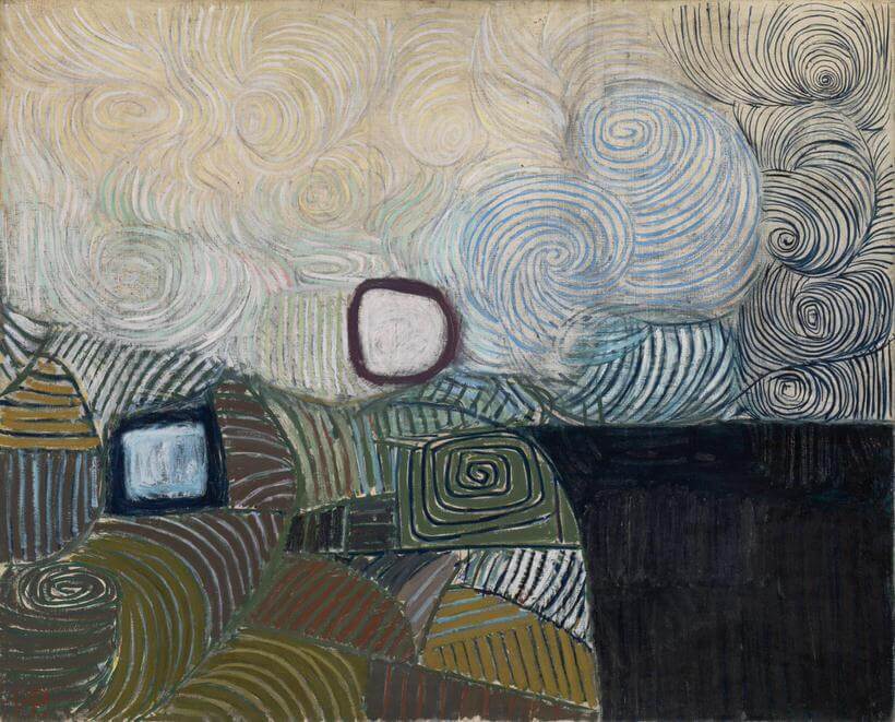 Spiral Motif in Green, Violet, Blue and Gold: The Coast of the Inland Sea 1950 Victor Pasmore 1908-1998 Purchased 1953 http://www.tate.org.uk/art/work/N06191