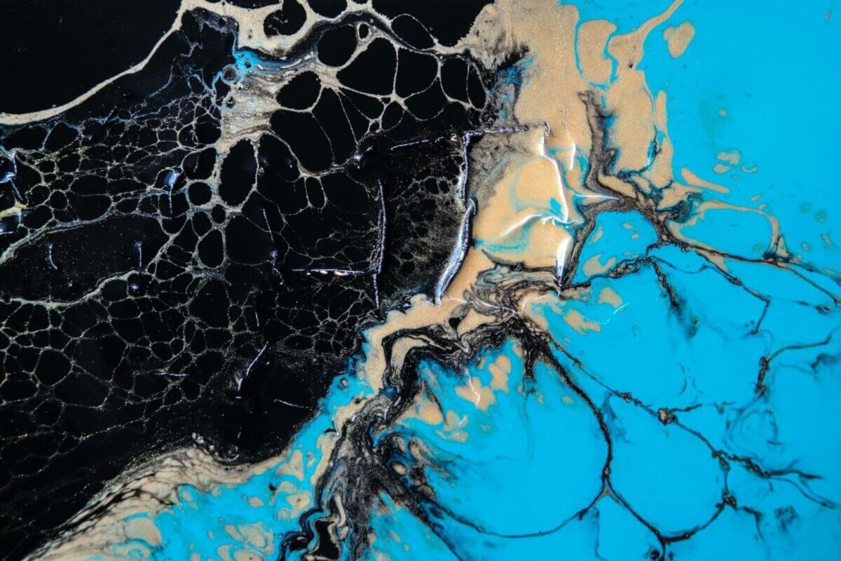 blue and black abstract painting