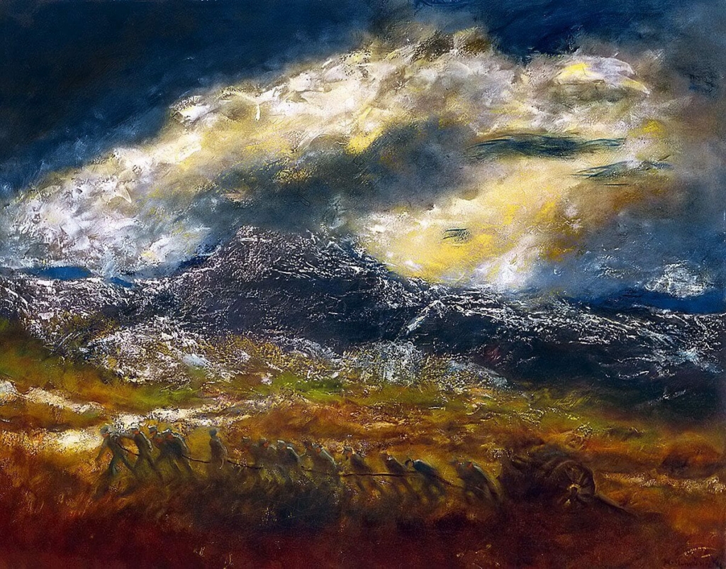 Mednyánszky László: Ágyút húzó katonák a hegyek között