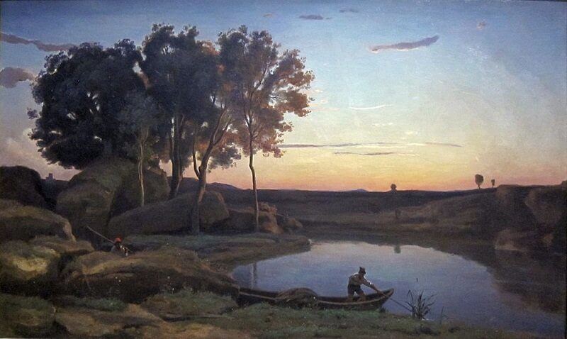 Jean-Baptiste-Camille Corot: Tájkép tavi révésszel, commons.wikimedia.org 