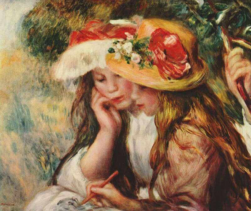 Pierre-Auguste Renoir: Két olvasó kislány a kertben, wikimedia commons 