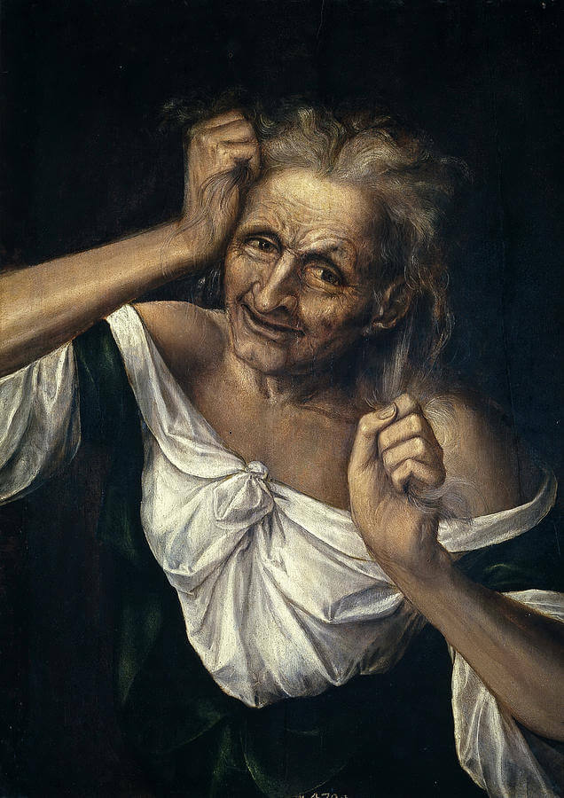 old woman tearing at her hair quentin matsys
